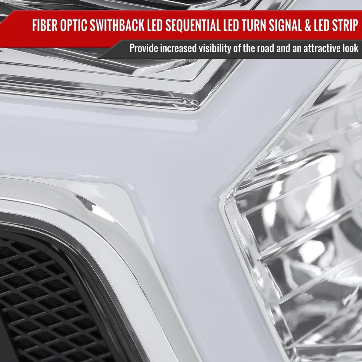 2012-2015 Toyota Tacoma Switchback Sequential LED Bar Projector Headlights (Chrome Housing/Clear Lens)