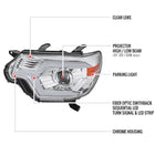2012-2015 Toyota Tacoma Switchback Sequential LED Bar Projector Headlights (Chrome Housing/Clear Lens)
