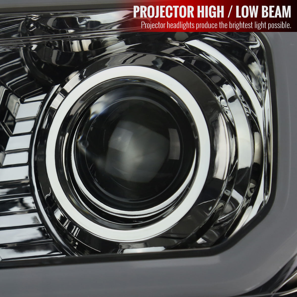 2012-2015 Toyota Tacoma LED C-Bar Projector Headlights w/ LED Parking Light (Chrome Housing/Smoke Lens)