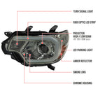 2012-2015 Toyota Tacoma LED C-Bar Projector Headlights w/ LED Parking Light (Chrome Housing/Smoke Lens)