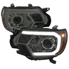 2012-2015 Toyota Tacoma LED C-Bar Projector Headlights w/ LED Parking Light (Chrome Housing/Smoke Lens)