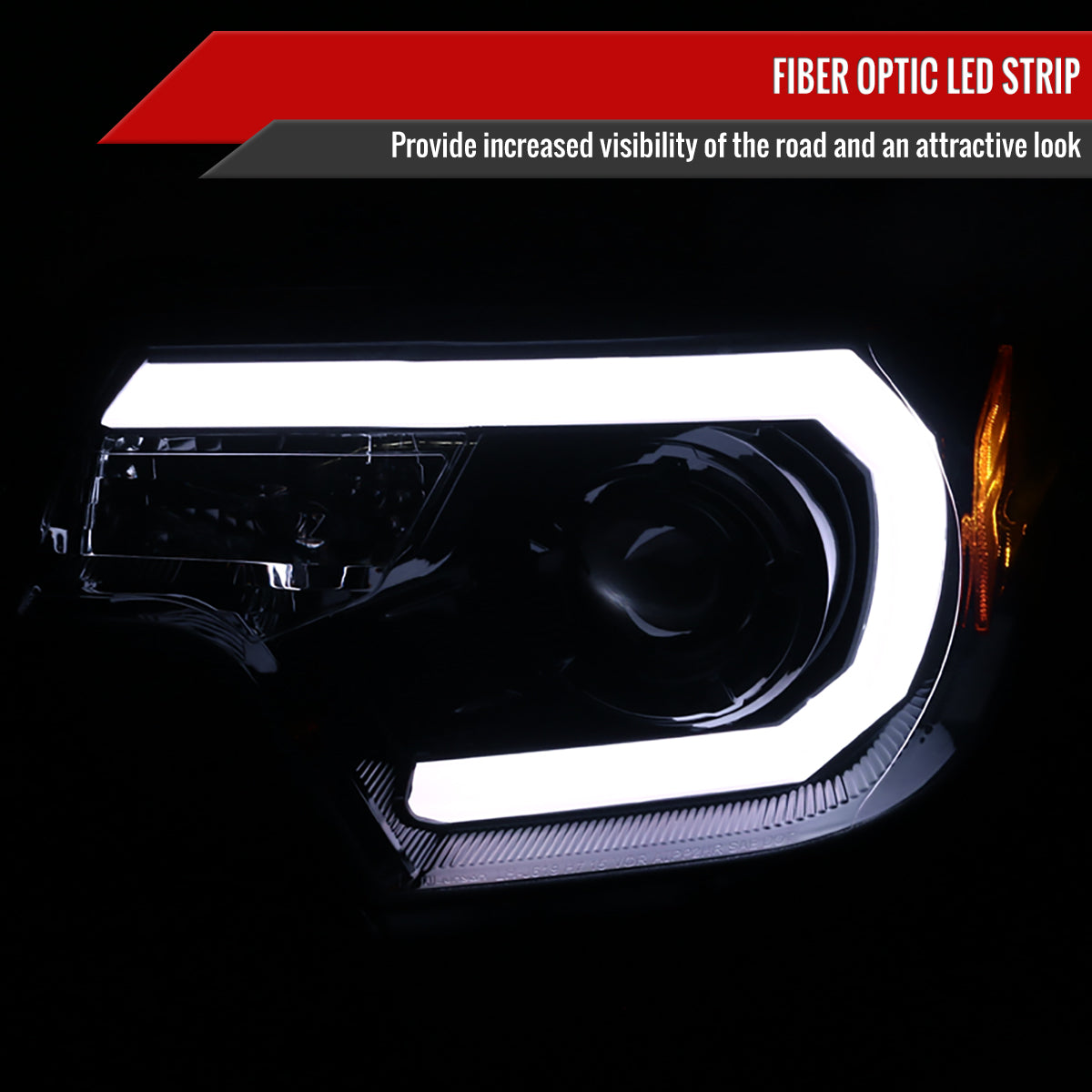 2012-2015 Toyota Tacoma LED C-Bar Projector Headlights (Glossy Black Housing/Smoke Lens)