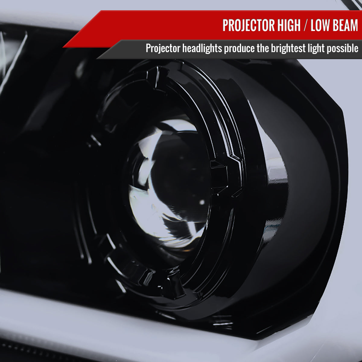 2012-2015 Toyota Tacoma LED C-Bar Projector Headlights (Glossy Black Housing/Smoke Lens)