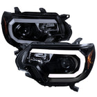 2012-2015 Toyota Tacoma LED C-Bar Projector Headlights (Glossy Black Housing/Smoke Lens)