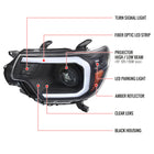 2012-2015 Toyota Tacoma LED C-Bar Projector Headlights w/ LED Parking Light (Matte Black Housing/Clear Lens)