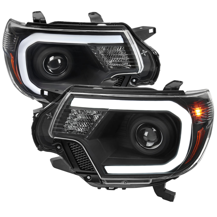 2012-2015 Toyota Tacoma LED C-Bar Projector Headlights w/ LED Parking Light (Matte Black Housing/Clear Lens)