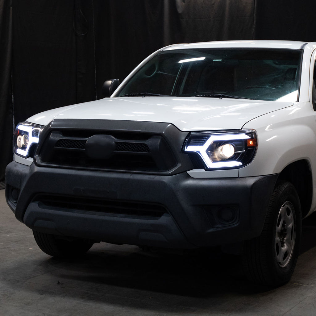 2012-2015 Toyota Tacoma Switchback Sequential LED Bar Projector Headlights (Matte Black Housing/Clear Lens)