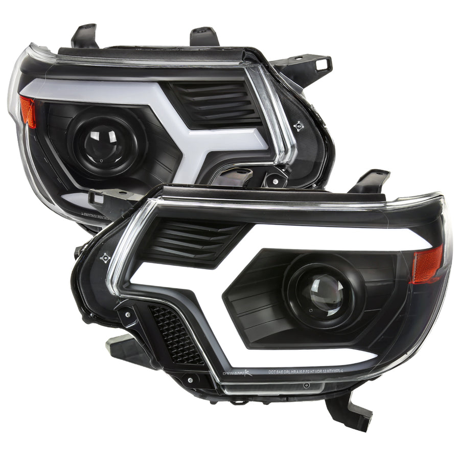 2012-2015 Toyota Tacoma Switchback Sequential LED Bar Projector Headlights (Matte Black Housing/Clear Lens)