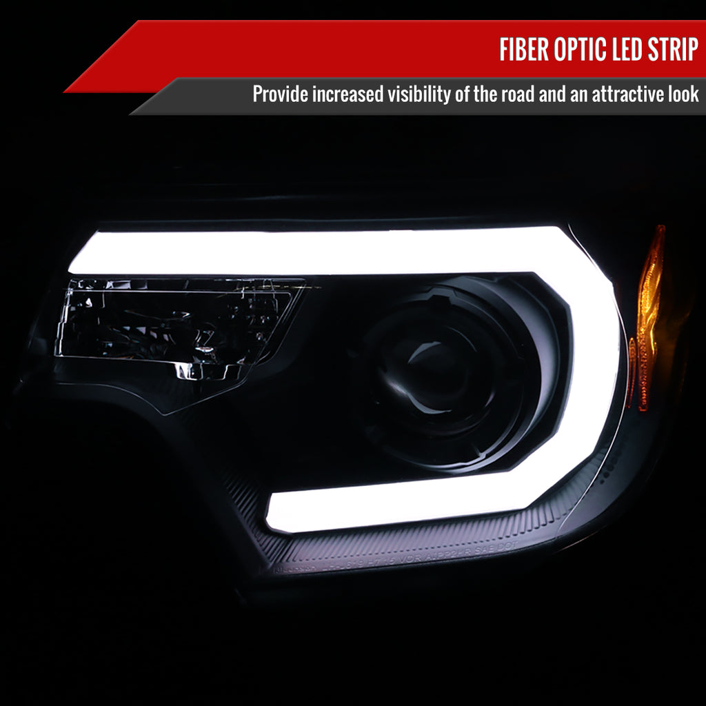 2012-2015 Toyota Tacoma LED C-Bar Projector Headlights (Matte Black Housing/Clear Lens)