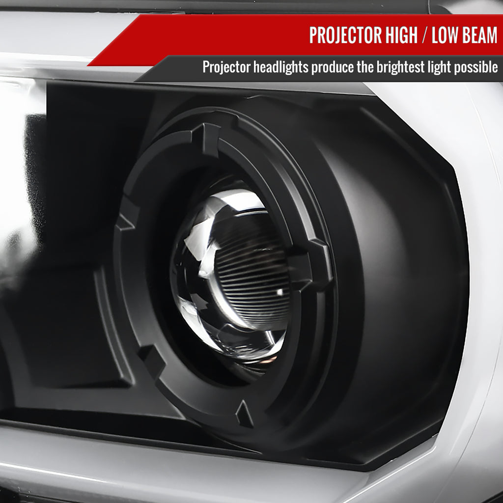 2012-2015 Toyota Tacoma LED C-Bar Projector Headlights (Matte Black Housing/Clear Lens)