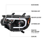 2012-2015 Toyota Tacoma LED C-Bar Projector Headlights (Matte Black Housing/Clear Lens)