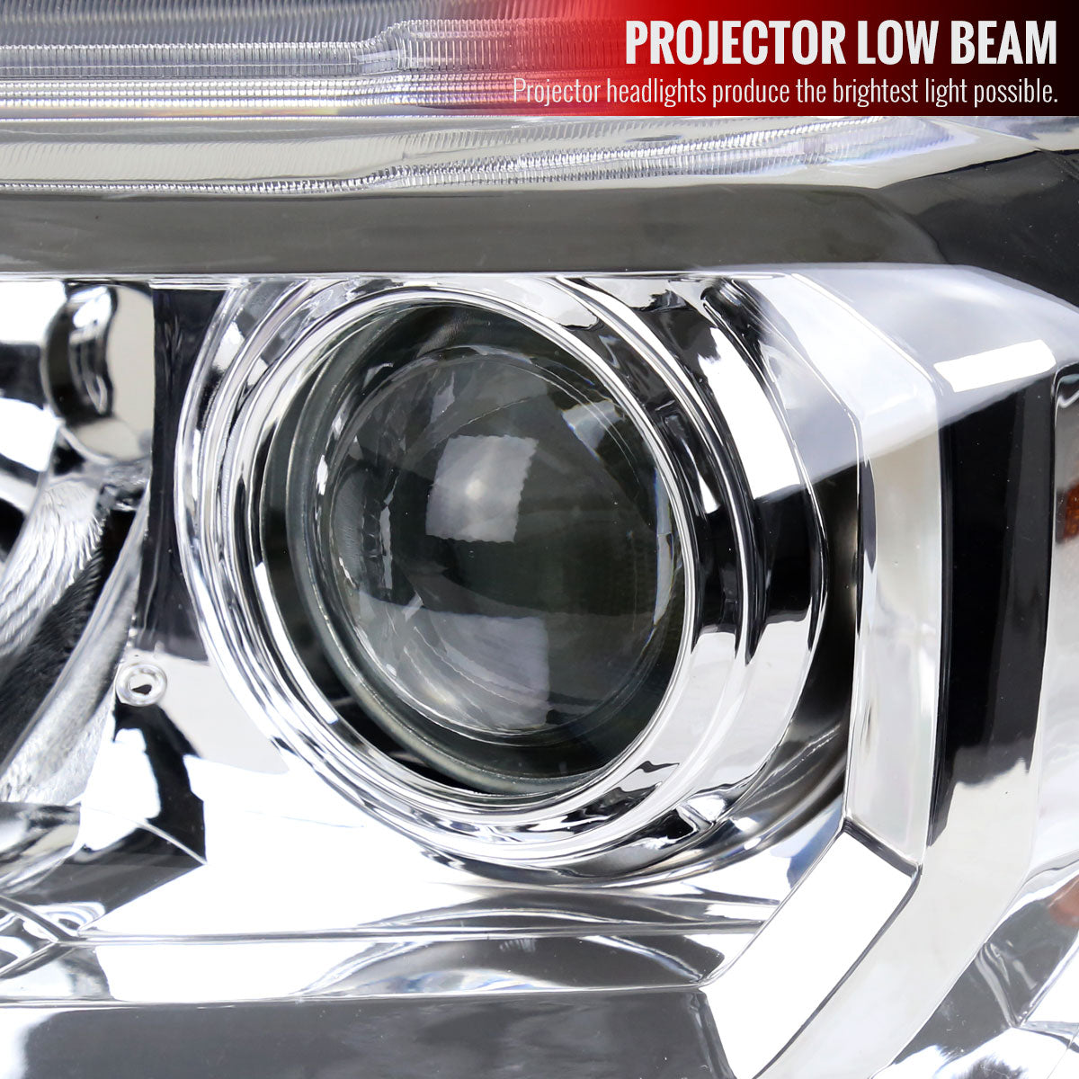 2016-2023 Toyota Tacoma Projector Headlights w/ Amber Reflectors (Chrome Housing/ Clear Lens)