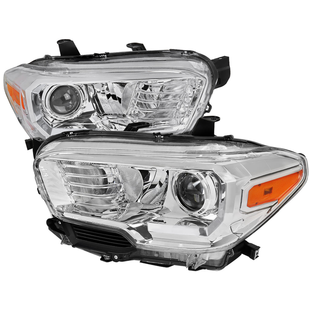2016-2023 Toyota Tacoma Projector Headlights w/ Amber Reflectors (Chrome Housing/ Clear Lens)