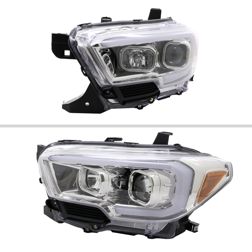 2016-2023 Toyota Tacoma Switchback LED C-Bar Projector Headlights (Chrome Housing/Clear Lens)