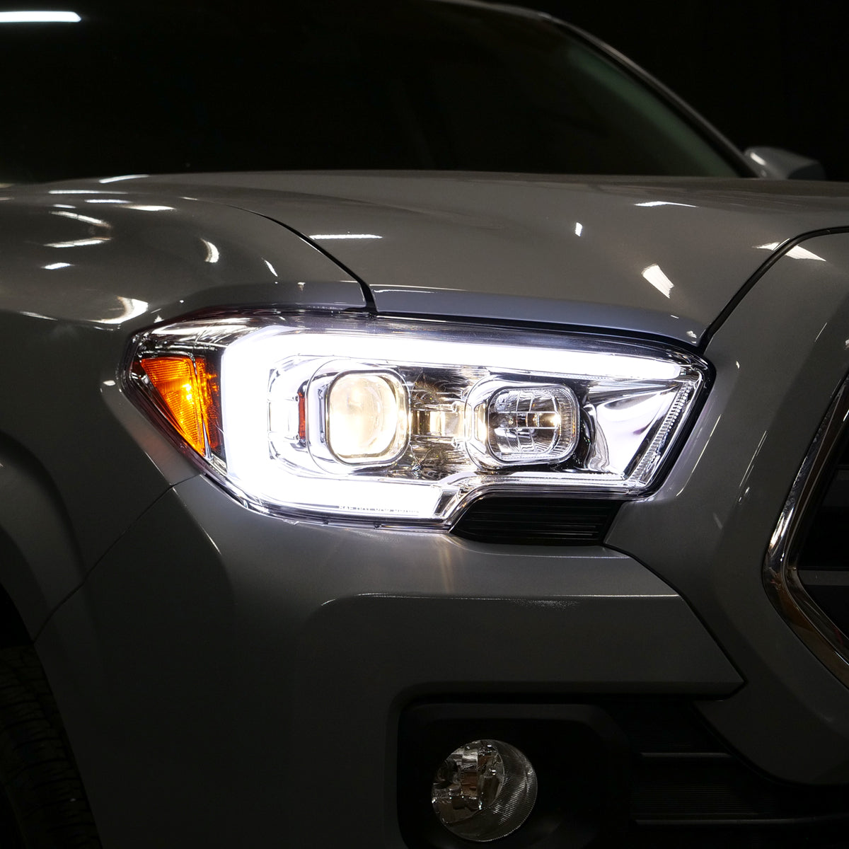 2016-2023 Toyota Tacoma Switchback LED C-Bar Projector Headlights (Chrome Housing/Clear Lens)