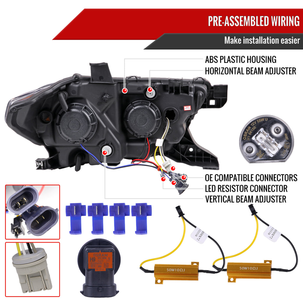 2016-2023 Toyota Tacoma Switchback LED C-Bar Projector Headlights (Chrome Housing/Clear Lens)