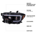 2016-2023 Toyota Tacoma Switchback LED Bar Projector Headlights (Glossy Black Housing/Smoke Lens)