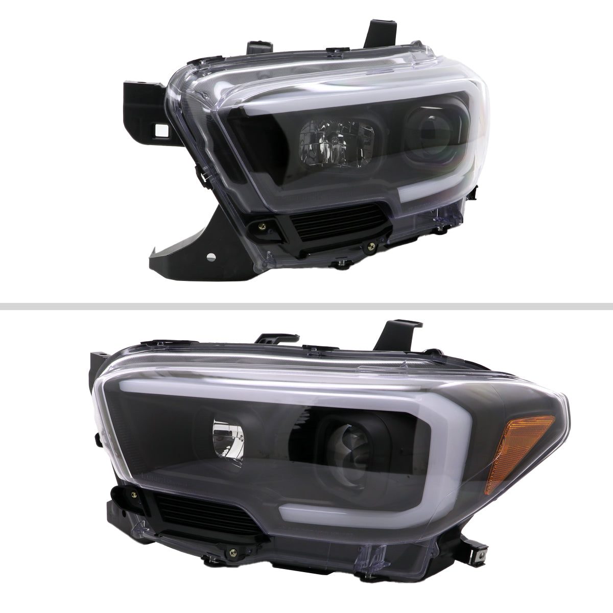 2016-2023 Toyota Tacoma Switchback LED C-Bar Projector Headlights (Matte Black Housing/Clear Lens)