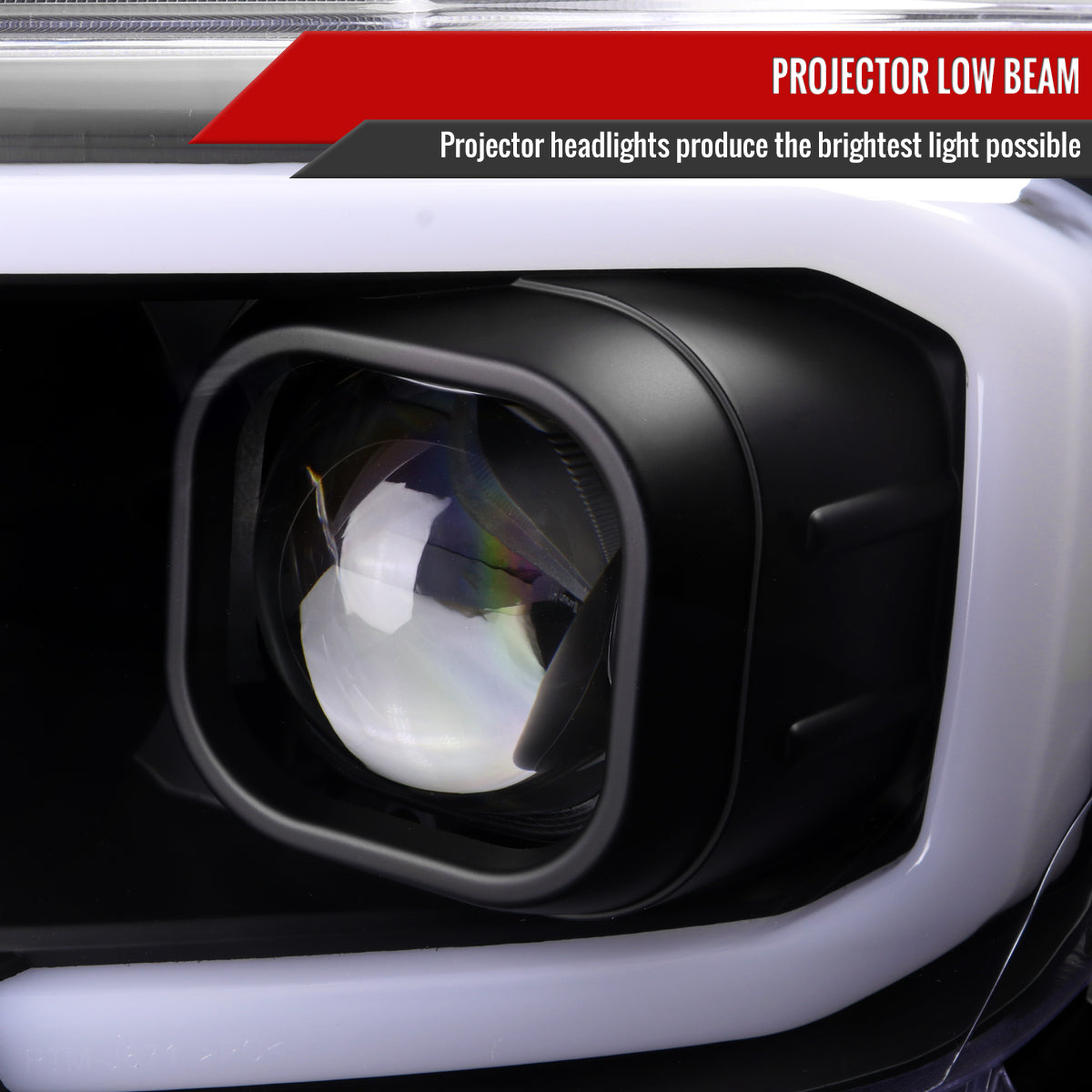 2016-2023 Toyota Tacoma Switchback LED C-Bar Projector Headlights (Matte Black Housing/Clear Lens)
