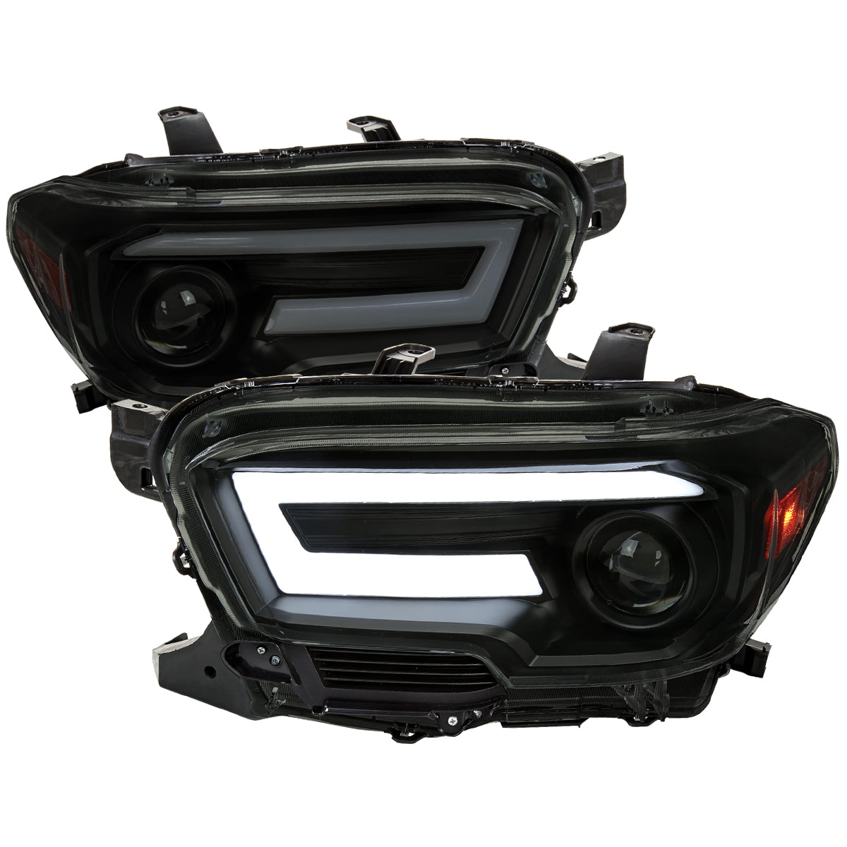 2016-2023 Toyota Tacoma Switchback Sequential LED Bar Projector Headlights (Matte Black Housing/Smoke Lens)