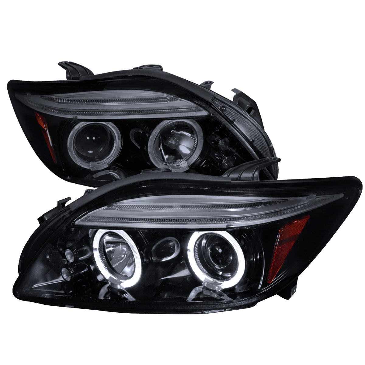 2005-2010 Scion tC Dual Halo Projector Headlights (Glossy Black Housing/Smoke Lens)