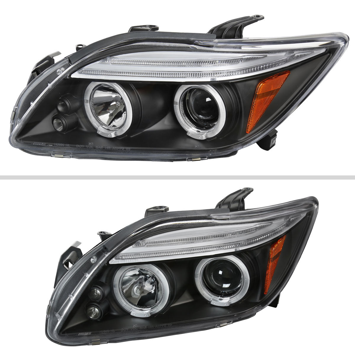 2005-2010 Scion tC Dual Halo Projector Headlights (Matte Black Housing/Clear Lens)