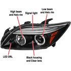 2005-2010 Scion tC Dual Halo Projector Headlights (Matte Black Housing/Clear Lens)