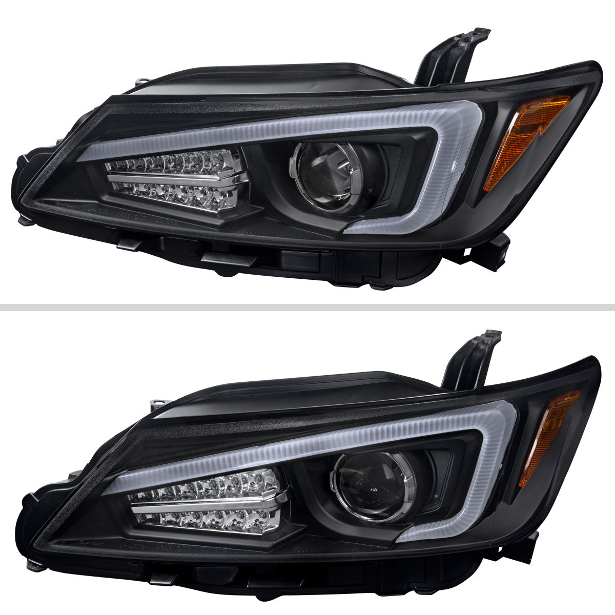 2011-2013 Scion tC LED Bar Projector Headlights w/ LED Turn Signal Lights (Matte Black Housing/Clear Lens)
