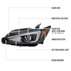 2011-2013 Scion tC LED Bar Projector Headlights w/ LED Turn Signal Lights (Matte Black Housing/Clear Lens)