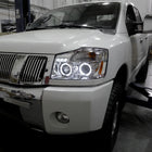 2004-2015 Nissan Titan/ 2004-2007 Armada Dual Halo Projector Headlights (Chrome Housing/Clear Lens)