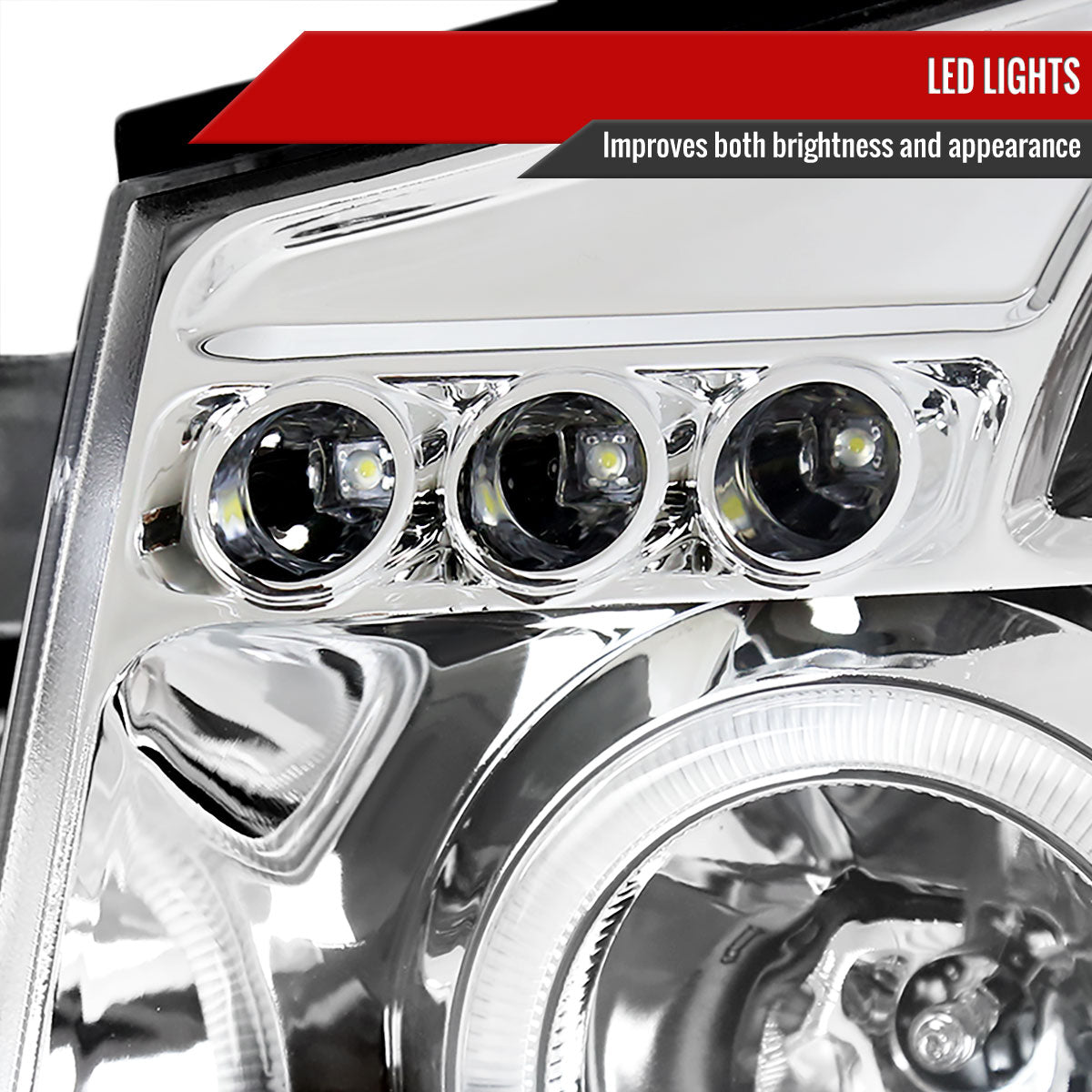 2004-2015 Nissan Titan/ 2004-2007 Armada Dual Halo Projector Headlights (Chrome Housing/Clear Lens)