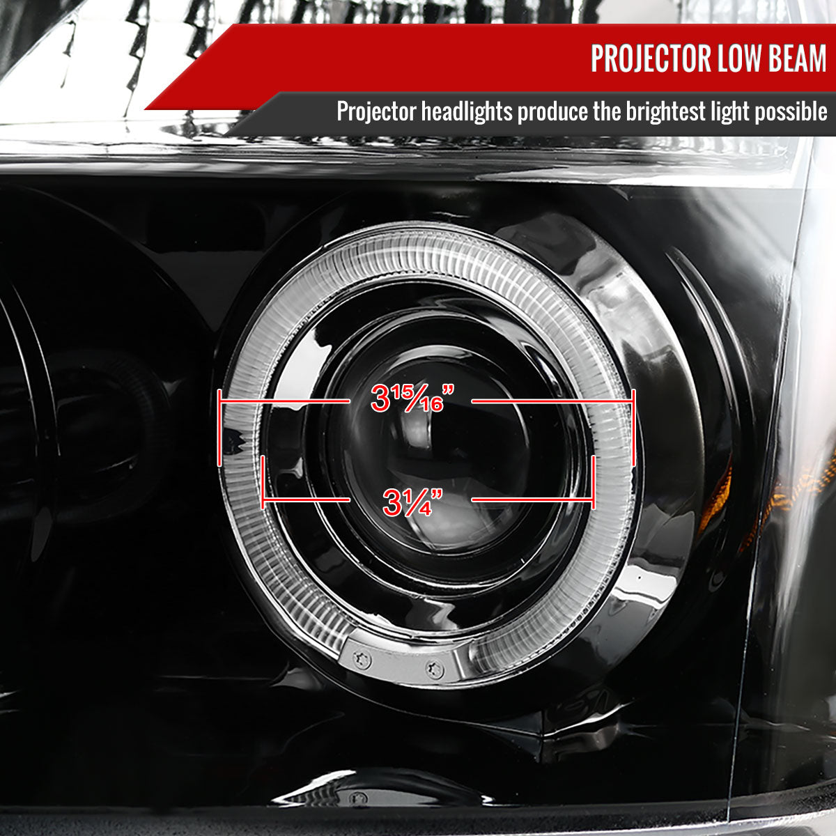 2004-2015 Nissan Titan/ 2004-2007 Armada Dual Halo Projector Headlights (Jet Black Housing/Clear Lens)