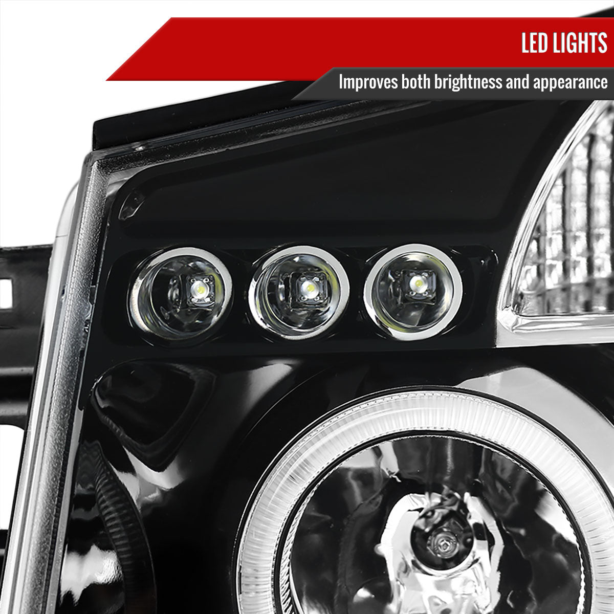 2004-2015 Nissan Titan/ 2004-2007 Armada Dual Halo Projector Headlights (Jet Black Housing/Clear Lens)