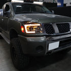 2004-2015 Nissan Titan / 2004-2007 Armada LED C-Bar Projector Headlights w/ Switchback Sequential Turn Signals (Chrome Housing/Smoke Lens)