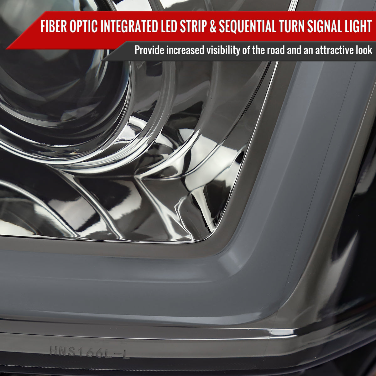 2004-2015 Nissan Titan / 2004-2007 Armada LED C-Bar Projector Headlights w/ Switchback Sequential Turn Signals (Chrome Housing/Smoke Lens)