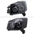 2004-2015 Nissan Titan/ 2004-2007 Armada Dual Halo Projector Headlights (Glossy Black Housing/Smoke Lens)