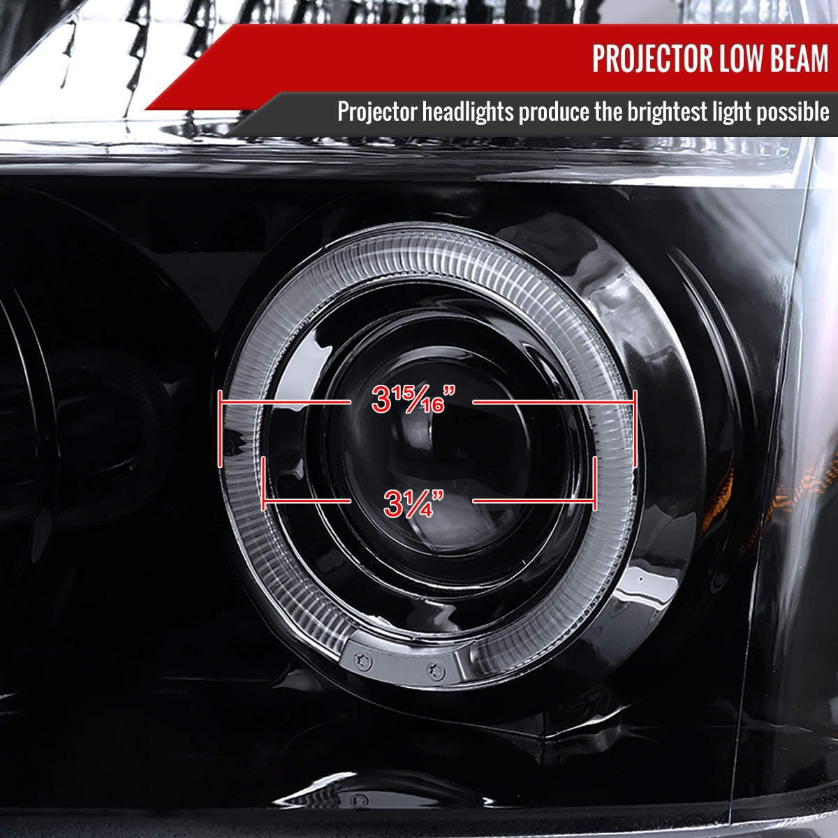 2004-2015 Nissan Titan/ 2004-2007 Armada Dual Halo Projector Headlights (Glossy Black Housing/Smoke Lens)