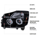 2004-2015 Nissan Titan/ 2004-2007 Armada Dual Halo Projector Headlights (Glossy Black Housing/Smoke Lens)
