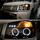 2004-2015 Nissan Titan/ 2004-2007 Armada Dual Halo Projector Headlights (Glossy Black Housing/Smoke Lens)