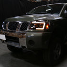 2004-2015 Nissan Titan / 2004-2007 Armada LED C-Bar Projector Headlights w/ Switchback Sequential Turn Signals (Matte Black Housing/Clear Lens)