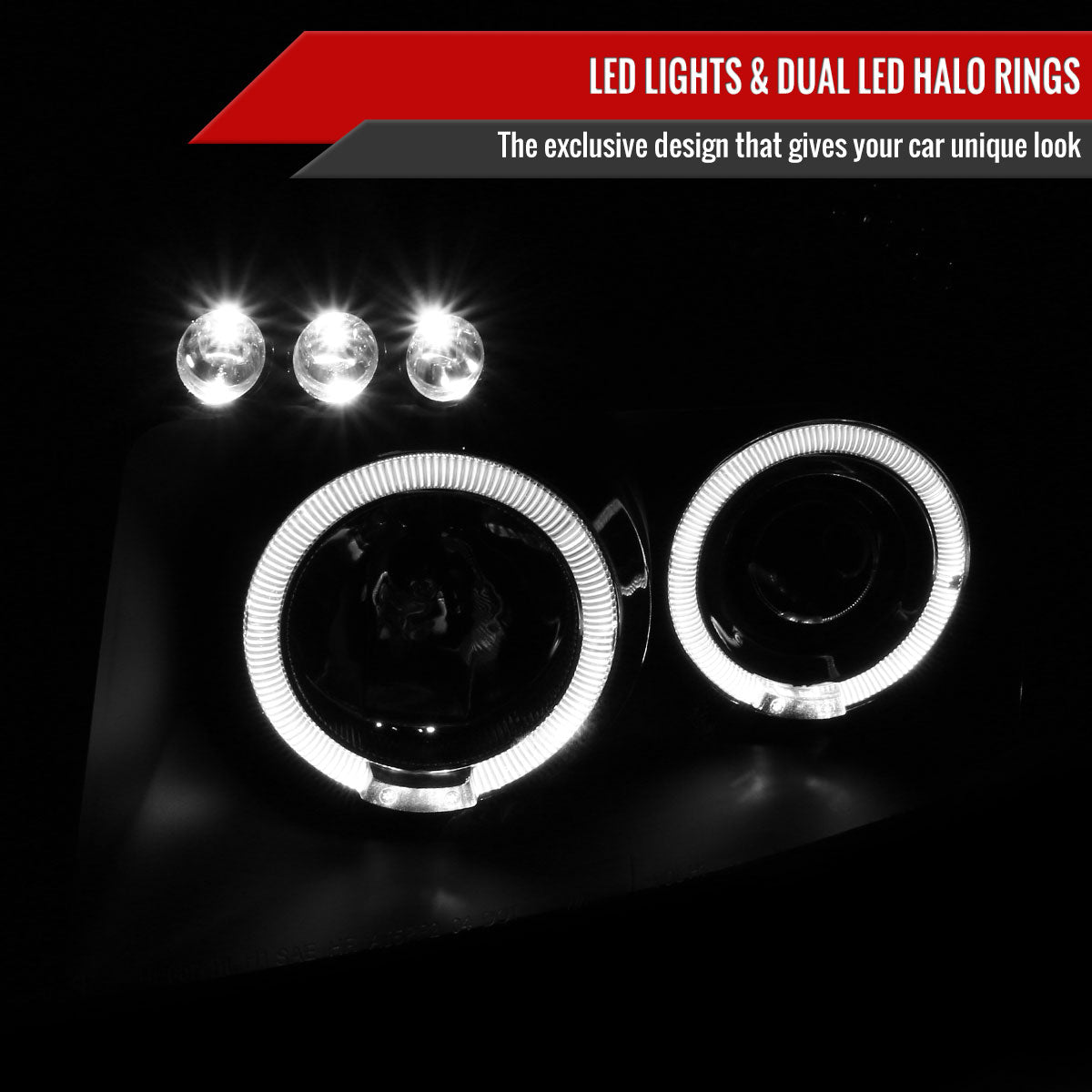 2004-2015 Nissan Titan/ 2004-2007 Armada Dual Halo Projector Headlights (Matte Black Housing/Clear Lens)