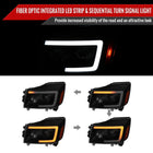 2004-2015 Nissan Titan / 2004-2007 Armada LED C-Bar Projector Headlights w/ Switchback Sequential Turn Signals (Matte Black Housing/Smoke Lens)