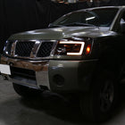 2004-2015 Nissan Titan / 2004-2007 Armada LED C-Bar Projector Headlights w/ Switchback Sequential Turn Signals (Matte Black Housing/Smoke Lens)
