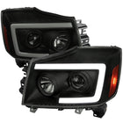 2004-2015 Nissan Titan / 2004-2007 Armada LED C-Bar Projector Headlights w/ Switchback Sequential Turn Signals (Matte Black Housing/Smoke Lens)