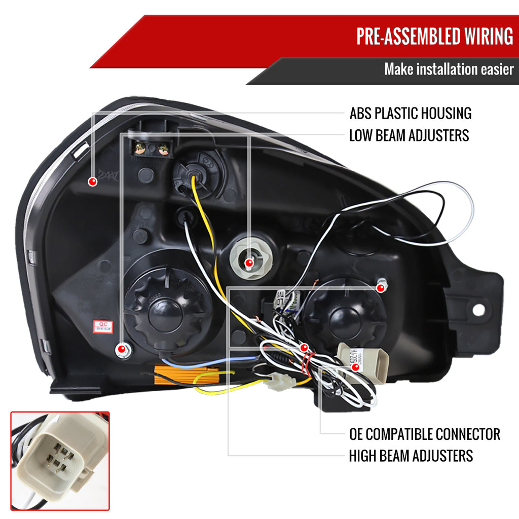 2005-2009 Hyundai Tucson Single Halo Projector Headlights (Chrome Housing/Clear Lens)