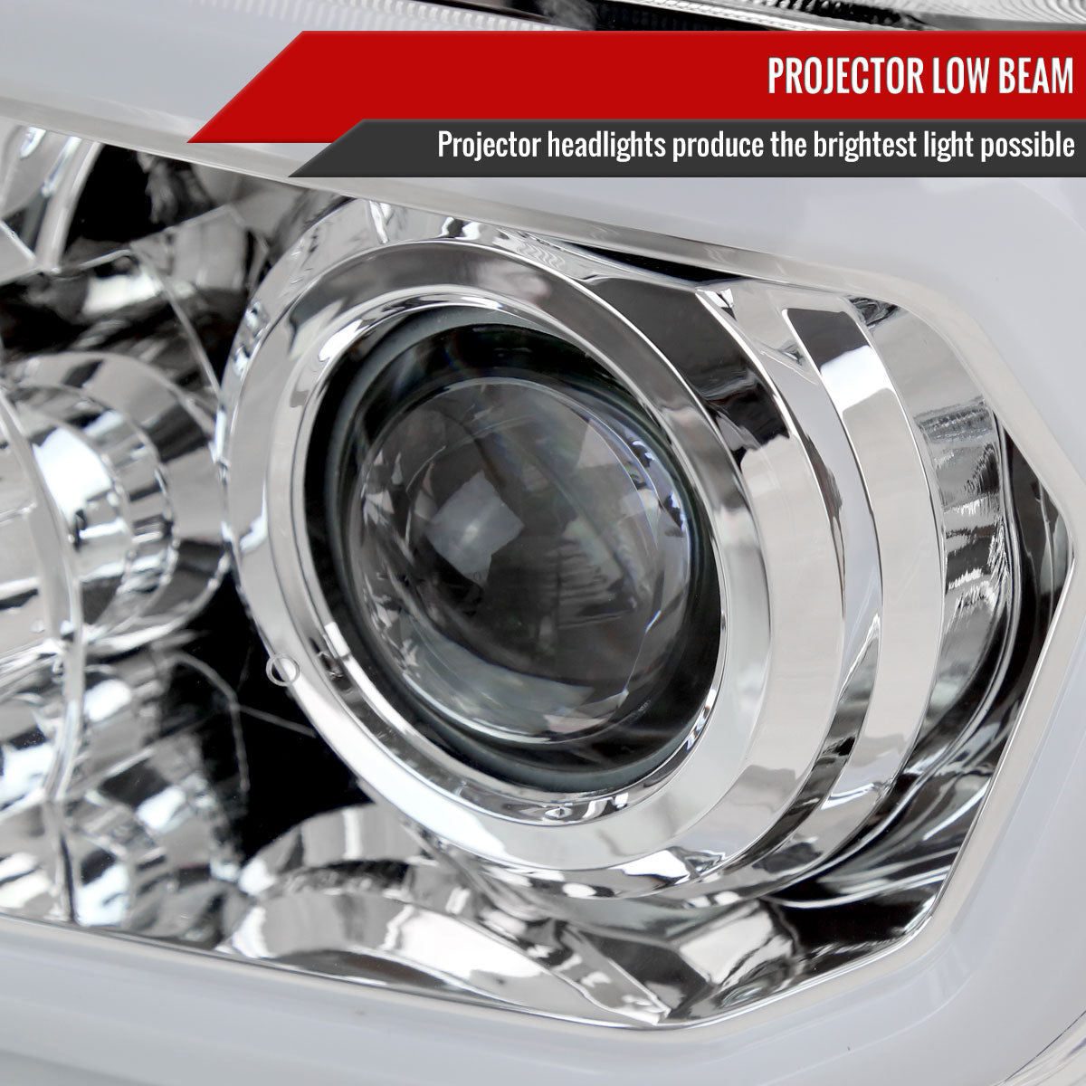 2007-2013 Toyota Tundra/2008-2017 Sequoia Retro Style LED Tube Projector Headlights with LED Turn Signals (Chrome Housing/Clear Lens)
