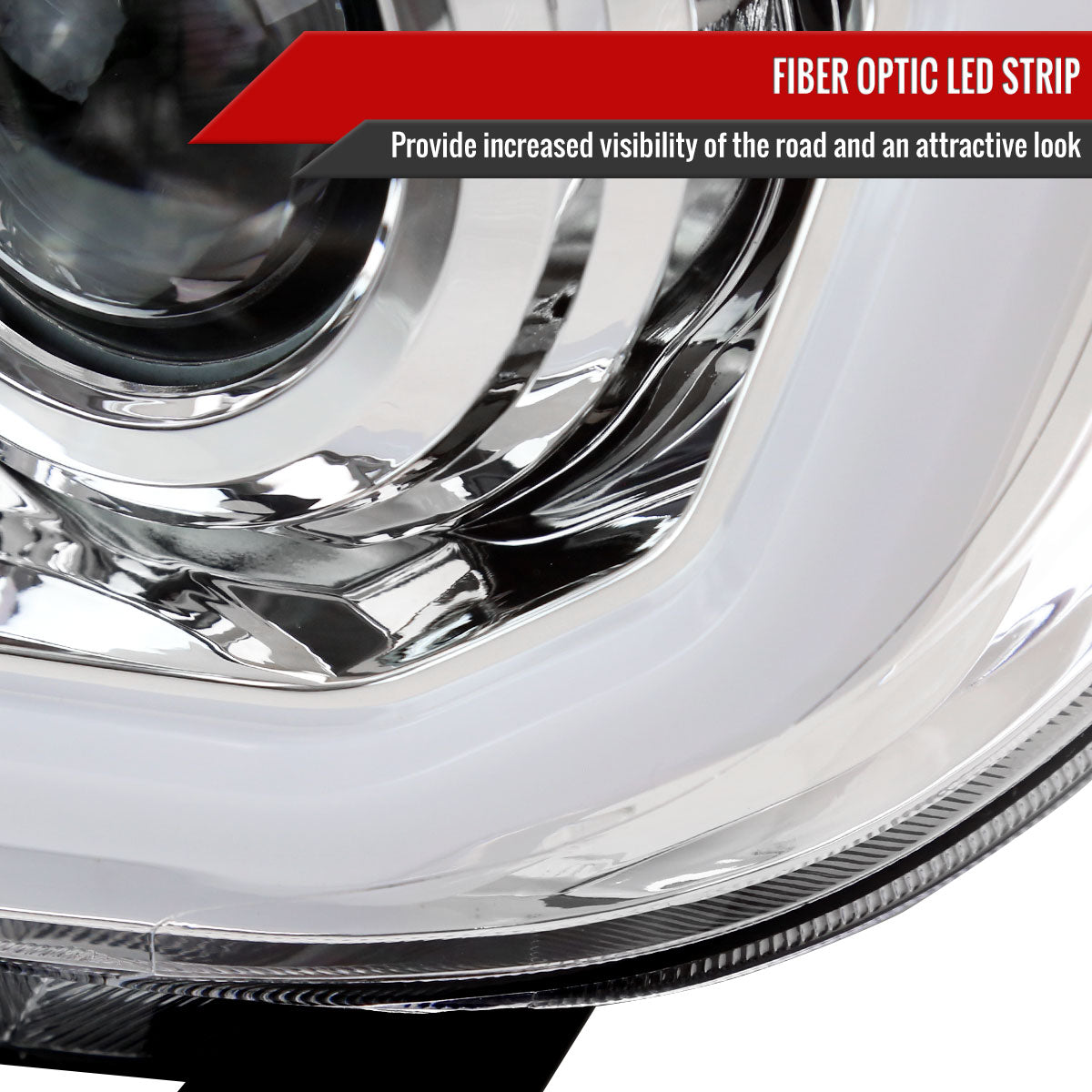 2007-2013 Toyota Tundra/2008-2017 Sequoia Retro Style LED Tube Projector Headlights with LED Turn Signals (Chrome Housing/Clear Lens)