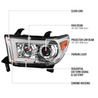 2007-2013 Toyota Tundra/ 2008-2017 Sequoia Switchback Sequential LED C-Bar Projector Headlights (Chrome Housing/Clear Lens)