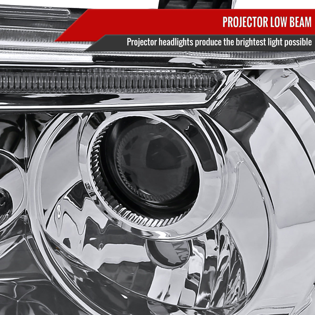 2007-2013 Toyota Tundra/ 2008-2017 Sequoia Single Halo Projector Headlights (Chrome Housing/Clear Lens)