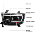 2007-2013 Toyota Tundra/ 2008-2017 Sequoia LED C-Bar Projector Headlights (Jet Black Housing/Clear Lens)